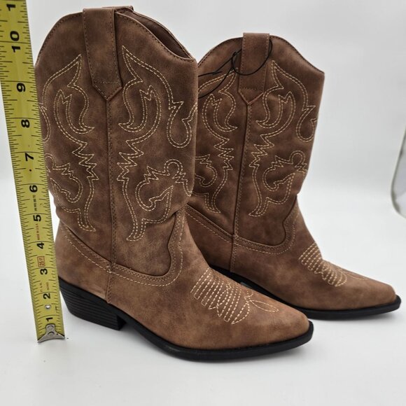 Rue21 Womens Western Cowboy Boots Brown Embroidered Pointed Toe - Picture 6 of 6